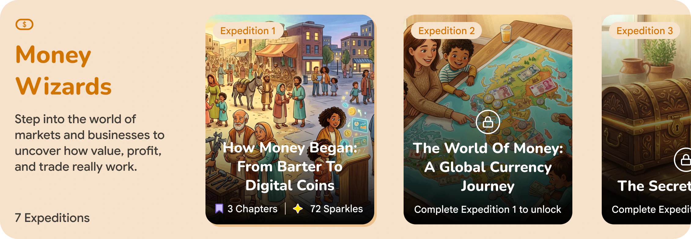 Money Wizards expeditions exploring markets, currency, and trade